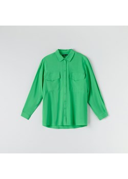 Sinsay - Koszula regular z wiskozy - Zielony ze sklepu Sinsay w kategorii Koszule damskie - zdjęcie 154410169