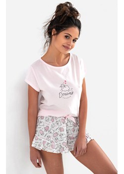 Sensis Piżama damska w owieczki z krótkim rękawem Lamb, Kolor różowy-wzór, Rozmiar S, SENSIS ze sklepu Intymna w kategorii Piżamy damskie - zdjęcie 154411037