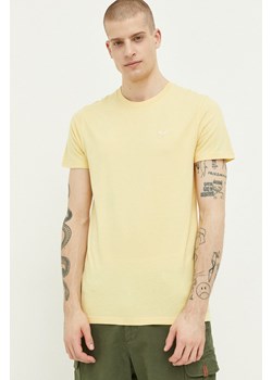 Hollister Co. t-shirt bawełniany kolor żółty gładki ze sklepu ANSWEAR.com w kategorii T-shirty męskie - zdjęcie 154414965
