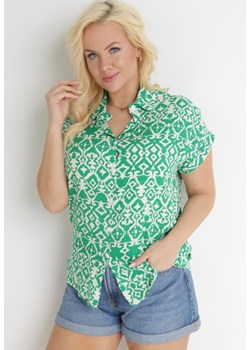 Zielona Koszula z Fantazyjnym Printem Fiazza ze sklepu Born2be Odzież w kategorii Koszule damskie - zdjęcie 154418235