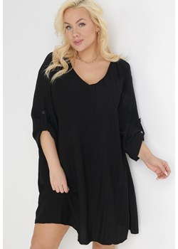 Czarna Rozkloszowana Sukienka Mini z Plisowaniem Telesi ze sklepu Born2be Odzież w kategorii Sukienki - zdjęcie 154418396