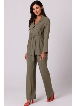 Spodnie z ozdobnymi guzikami w kolorze oliwkowym B252, Kolor oliwkowy, Rozmiar L, BE ze sklepu Primodo w kategorii Spodnie damskie - zdjęcie 154429708