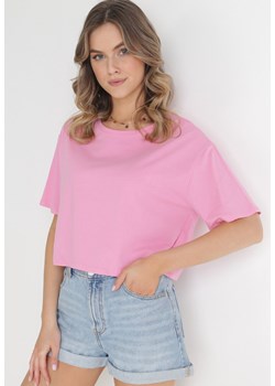 Różowy Krótki T-shirt Oversize Lilu ze sklepu Born2be Odzież w kategorii Bluzki damskie - zdjęcie 154440038