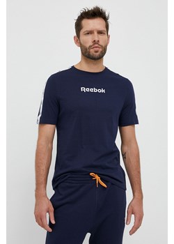Reebok t-shirt bawełniany kolor granatowy z nadrukiem ze sklepu ANSWEAR.com w kategorii T-shirty męskie - zdjęcie 154465476