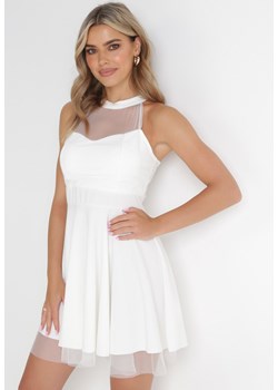 Biała Rozkloszowana Sukienka Mini z Siateczką Philippina ze sklepu Born2be Odzież w kategorii Sukienki - zdjęcie 154467559