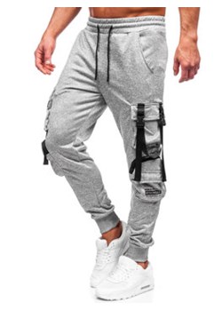 Szare bojówki spodnie męskie joggery dresowe Denley HS7173 ze sklepu Denley w kategorii Spodnie męskie - zdjęcie 154471829