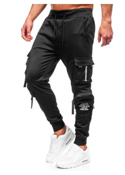Czarne bojówki spodnie męskie joggery dresowe Denley HS7176 ze sklepu Denley w kategorii Spodnie męskie - zdjęcie 154471835