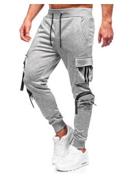 Szare bojówki spodnie męskie joggery dresowe Denley HS7176 ze sklepu Denley w kategorii Spodnie męskie - zdjęcie 154471837