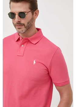 Polo Ralph Lauren polo bawełniane kolor różowy gładki ze sklepu ANSWEAR.com w kategorii T-shirty męskie - zdjęcie 154497299