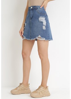 Niebieska Spódnica Jeansowa z Przetarciami i Dziurami Arabela ze sklepu Born2be Odzież w kategorii Spódnice - zdjęcie 154510586