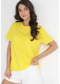Żółty Gładki T-shirt z Krótkimi Rękawami Elisza ze sklepu Born2be Odzież w kategorii Bluzki damskie - zdjęcie 154510596