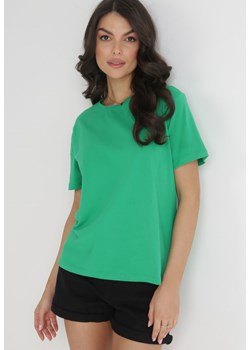 Zielony Gładki T-shirt z Krótkimi Rękawami Elisza ze sklepu Born2be Odzież w kategorii Bluzki damskie - zdjęcie 154510606