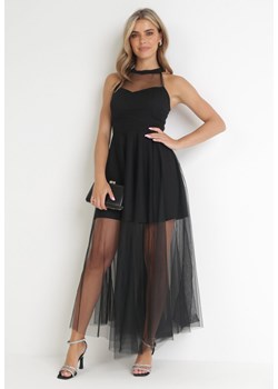 Czarna Tiulowa Sukienka Maxi bez Rękawów z Rozkloszowanym Dołem Aderissa ze sklepu Born2be Odzież w kategorii Sukienki - zdjęcie 154510906