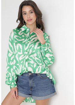 Zielona Koszula Oversize na Guziki w Fantazyjny Nadruk Olydia ze sklepu Born2be Odzież w kategorii Koszule damskie - zdjęcie 154510936