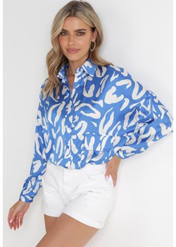 Niebieska Koszula Oversize na Guziki w Fantazyjny Nadruk Olydia ze sklepu Born2be Odzież w kategorii Koszule damskie - zdjęcie 154512537