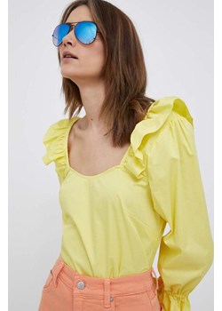 PS Paul Smith bluzka damska kolor żółty gładka ze sklepu ANSWEAR.com w kategorii Bluzki damskie - zdjęcie 154520657