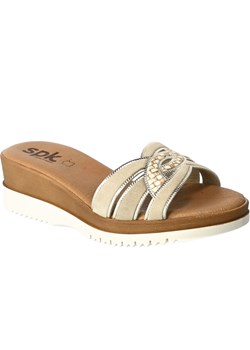 Klapki SPK Shoes 4019 Multi P Brązowe Skórzane ze sklepu EuroButy.com.pl w kategorii Klapki damskie - zdjęcie 154524147