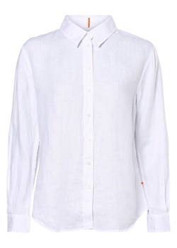 BOSS Damska bluzka lniana Kobiety len biały jednolity ze sklepu vangraaf w kategorii Koszule damskie - zdjęcie 154533236