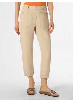 MAC Spodnie z dodatkiem lnu Kobiety Bawełna piaskowy jednolity ze sklepu vangraaf w kategorii Spodnie damskie - zdjęcie 154533278