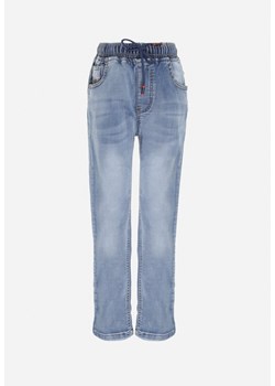 Niebieskie Jeansy z Prostymi Nogawkami i Gumką w Talii Olynia ze sklepu Born2be Odzież w kategorii Spodnie chłopięce - zdjęcie 154537018