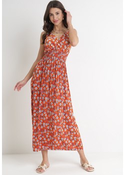 Pomarańczowa Sukienka Maxi na Regulowanych Ramiączkach z Cienkimi Gumkami w Pasie Abgale ze sklepu Born2be Odzież w kategorii Sukienki - zdjęcie 154537169