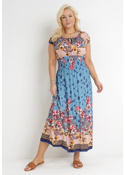 Niebieska Sukienka Maxi Hiszpanka z Gumkami w Talii z Bawełny Doreyana ze sklepu Born2be Odzież w kategorii Sukienki - zdjęcie 154537399