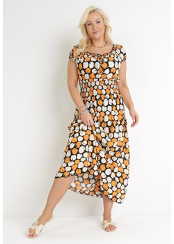 Pomarańczowa Rozkloszowana Sukienka Maxi z Cienkimi Gumkami w Pasie z Bawełny Dilaya ze sklepu Born2be Odzież w kategorii Sukienki - zdjęcie 154537429