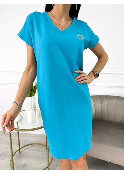 Niebieska Sukienka z Naszywką ze sklepu ModnaKiecka.pl w kategorii Sukienki - zdjęcie 154554337