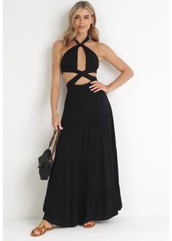 Czarna Rozkloszowana Sukienka z Wycięciami i Wiązaniem Abisal ze sklepu Born2be Odzież w kategorii Sukienki - zdjęcie 155785467