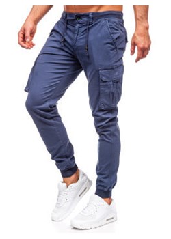 Niebieskie spodnie jeansowe joggery bojówki męskie Denley ZK7812 ze sklepu Denley w kategorii Jeansy męskie - zdjęcie 155791719