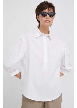 Sisley bluzka bawełniana damska kolor biały gładka ze sklepu ANSWEAR.com w kategorii Koszule damskie - zdjęcie 155805985