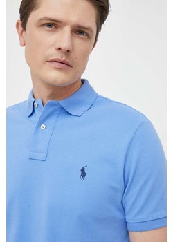 Polo Ralph Lauren polo bawełniane kolor niebieski gładki ze sklepu ANSWEAR.com w kategorii T-shirty męskie - zdjęcie 155816136