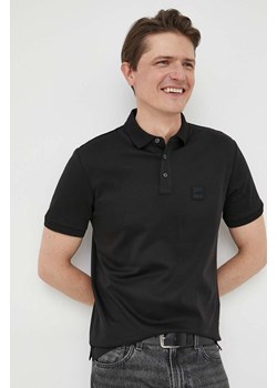 BOSS polo bawełniane kolor czarny melanżowy ze sklepu ANSWEAR.com w kategorii T-shirty męskie - zdjęcie 155816165