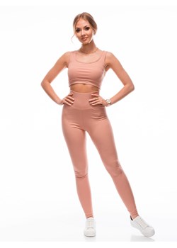 Komplet damski legginsy + top 019ZLR - beżowy ze sklepu Edoti w kategorii Komplety i garnitury damskie - zdjęcie 155821659