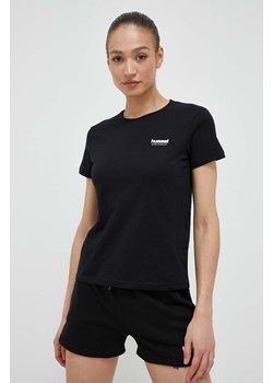 Hummel t-shirt bawełniany hmlLGC KRISTY SHORT T-SHIRT kolor czarny 219222 ze sklepu ANSWEAR.com w kategorii Bluzki damskie - zdjęcie 155831387