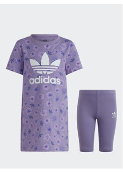 adidas Sukienka codzienna Floral Dress Set IB9483 Fioletowy Slim Fit ze sklepu MODIVO w kategorii Komplety dziewczęce - zdjęcie 155836727