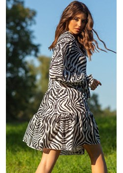 Sukienka przed kolano w zwierzęcy wzór F1096, Kolor zebra, Rozmiar M, Fobya ze sklepu Primodo w kategorii Sukienki - zdjęcie 155842728