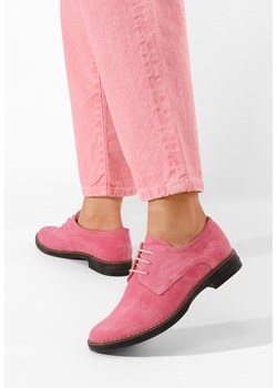 Różowe oxfordy damskie skórzane Otivera V2 ze sklepu Zapatos w kategorii Półbuty damskie - zdjęcie 155935896