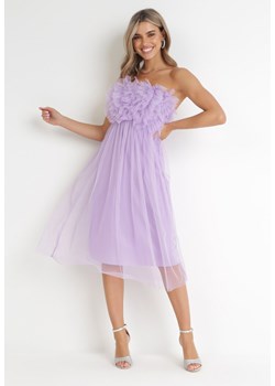 Fioletowa Tiulowa Sukienka z Falbankami Larithia ze sklepu Born2be Odzież w kategorii Sukienki - zdjęcie 155937909