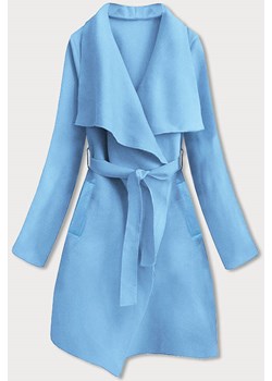 Minimalistyczny płaszcz damski błękitny (747ART) ze sklepu goodlookin.pl w kategorii Płaszcze damskie - zdjęcie 155940927