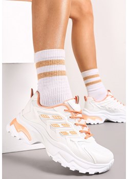 Biało-Pomarańczowe Sneakersy na Masywnej Podeszwie Zdobione Kolorowymi Wstawkami Farete ze sklepu renee.pl w kategorii Buty sportowe damskie - zdjęcie 155959095