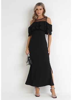 Czarna Taliowana Sukienka bez Rękawów z Falbanką Cynanthe ze sklepu Born2be Odzież w kategorii Sukienki - zdjęcie 155959775