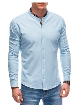 Koszula męska z długim rękawem 515K - niebieska ze sklepu Edoti w kategorii Koszule męskie - zdjęcie 155992258