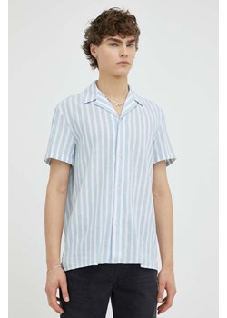 Drykorn koszula z domieszką lnu kolor niebieski regular ze sklepu ANSWEAR.com w kategorii Koszule męskie - zdjęcie 155999337