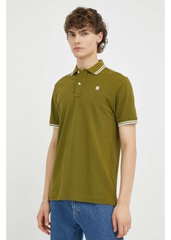 G-Star Raw polo męski kolor zielony gładki ze sklepu ANSWEAR.com w kategorii T-shirty męskie - zdjęcie 155999369