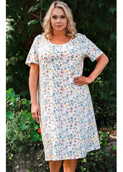 Koszula nocna damska w kwiatowy wzór plus size Nilda, Kolor biały-kwiaty, Rozmiar XL, Italian Fashion ze sklepu Intymna w kategorii Koszule nocne - zdjęcie 156015569