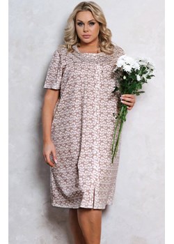 Koszula nocna damska na krótki rękaw plus size Ramira, Kolor beżowy-wzór, Rozmiar M, Italian Fashion ze sklepu Intymna w kategorii Koszule nocne - zdjęcie 156015578