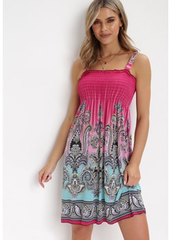 Ciemnoróżowa Sukienka z Elastycznym Kwadratowym Dekoltem Kogora ze sklepu Born2be Odzież w kategorii Sukienki - zdjęcie 156022906