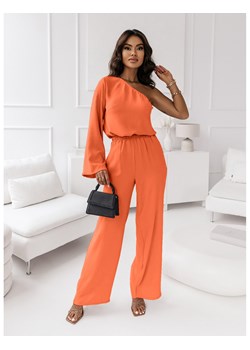 Komplet z bluzką na jedno ramię - EDINAR - orange ze sklepu magmac.pl w kategorii Komplety i garnitury damskie - zdjęcie 156052926