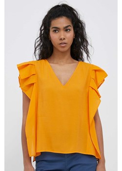 Sisley bluzka damska kolor pomarańczowy gładka ze sklepu ANSWEAR.com w kategorii Bluzki damskie - zdjęcie 156062288